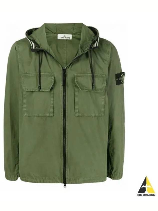 Wappen Patch Old Treatment Hooded Zip Up Olive Green - STONE ISLAND - BALAAN 2