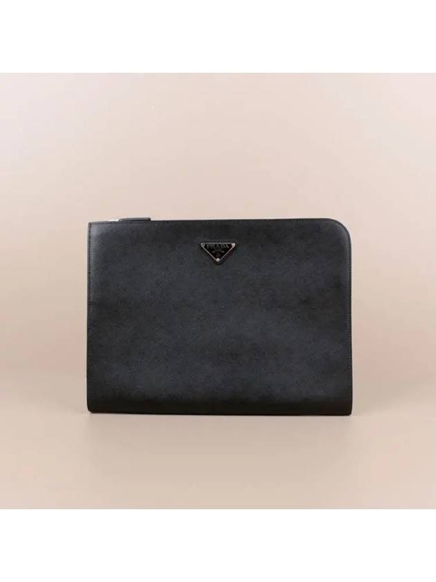 Saffiano Men s Clutch Bag Black 2VN003 9Z2 F0002 - PRADA - BALAAN 1