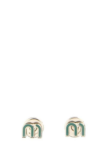 Enameled Metal Earrings Aqua Marina Blue - MIU MIU - BALAAN 1