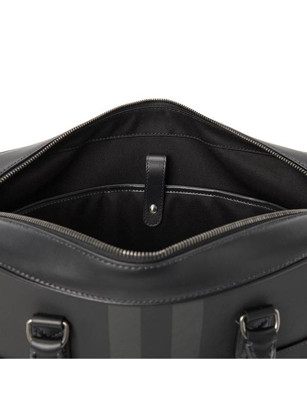 Check Print Leather Brief Case Charcoal - BURBERRY - BALAAN 11