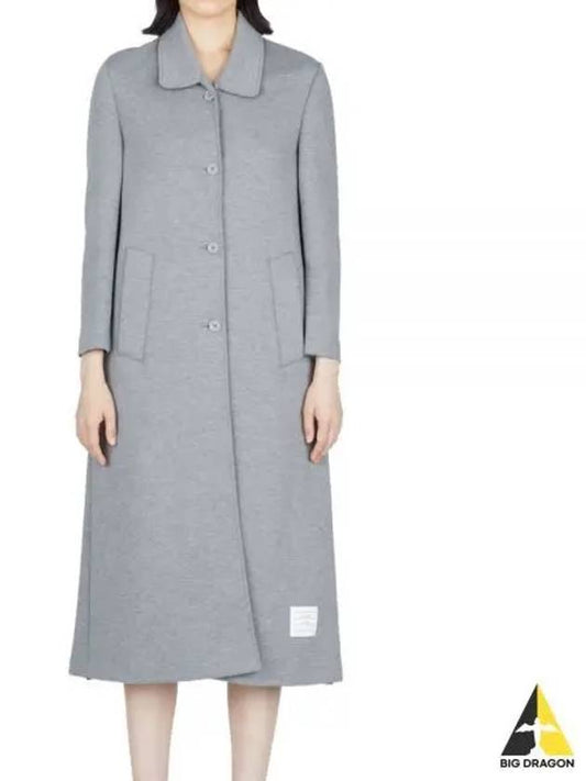 Women's Double Face Tech Round Collar Cotton Overcoat Medium Grey - THOM BROWNE - BALAAN 2