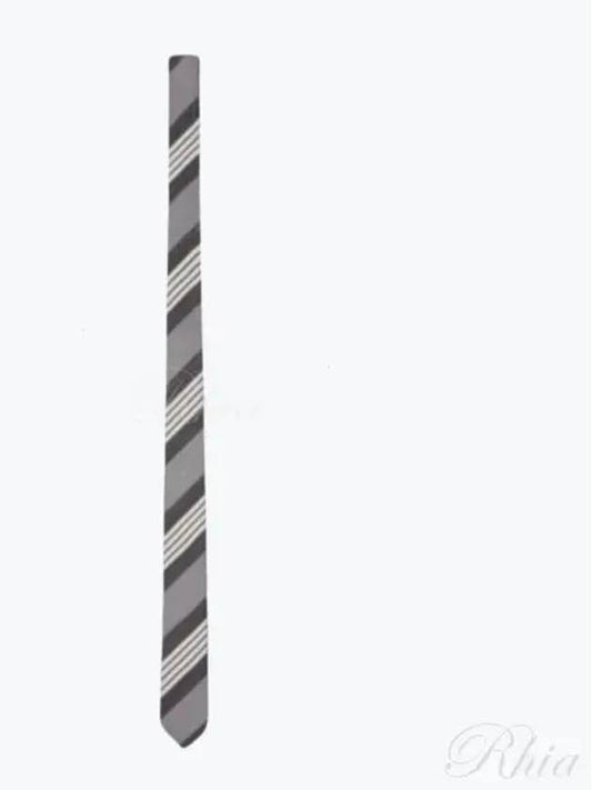 4 Bar Stripe Tie Grey - THOM BROWNE - BALAAN 2