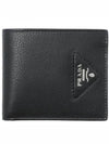 Men's Triangle Logo Leather Half Wallet Black - PRADA - BALAAN 2