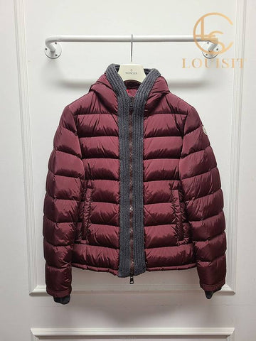 Used luxury goods Lewis It 1 Monclair burgundy canut knit hooded padded jumper - MONCLER - BALAAN 1