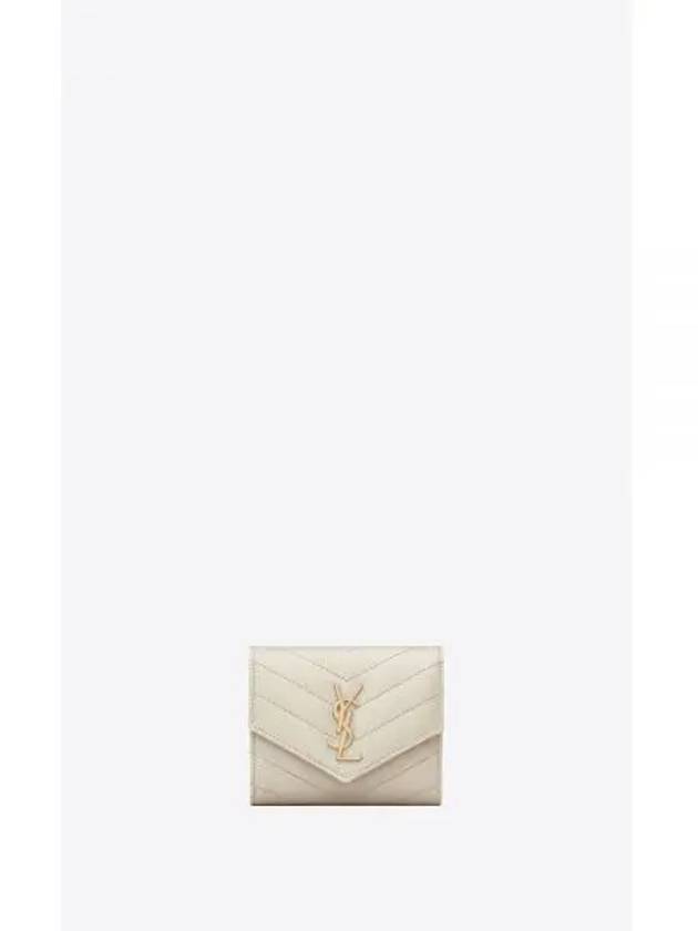 Monogram Cassandra Matelasse Half Wallet Ivory - SAINT LAURENT - BALAAN 2