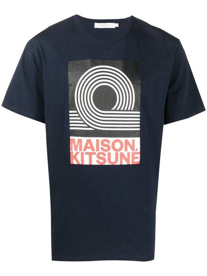 Black Anthony Burrill Logo Classic Cotton Short Sleeve T-Shirt Navy - MAISON KITSUNE - BALAAN 2