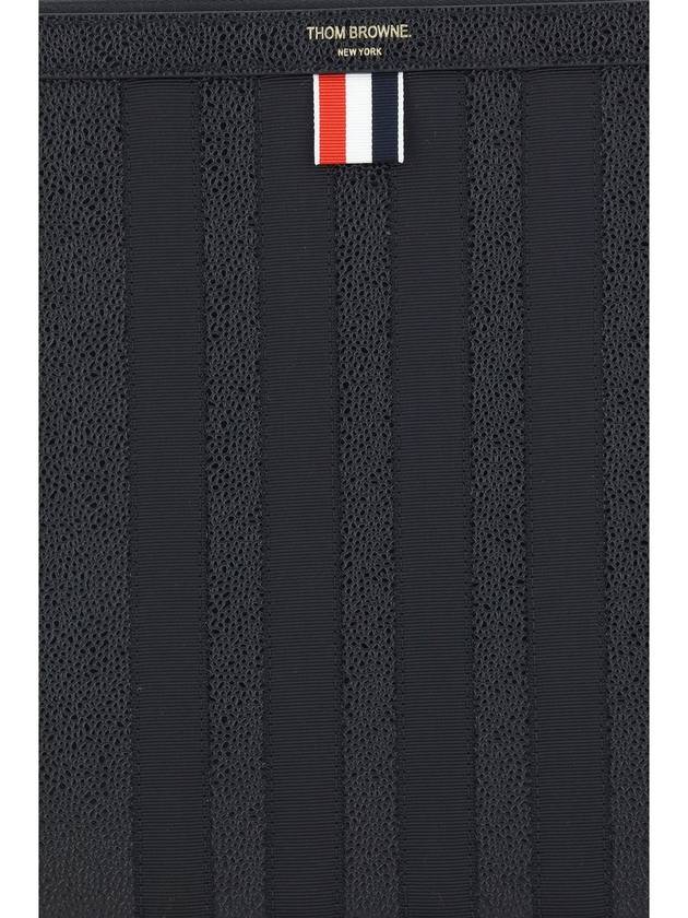 diagonal striped leather clutch bag black - THOM BROWNE - BALAAN 4