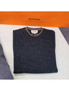 Men s Knit Double Coat H Cashmere Sleeve Crew Neck Sweater Charcoal - HERMES - BALAAN 6