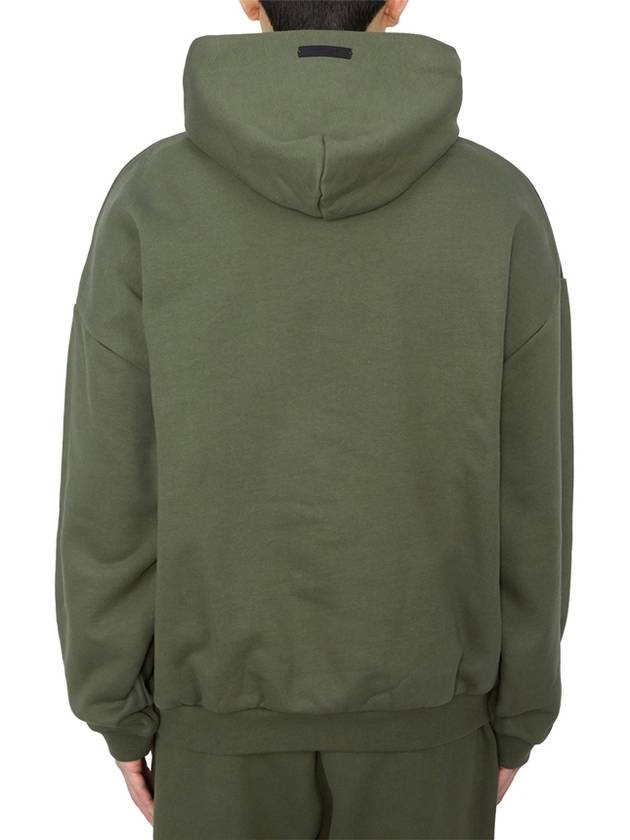 Essentials Logo Print Fleece Hoodie Military - FEAR OF GOD - BALAAN 4