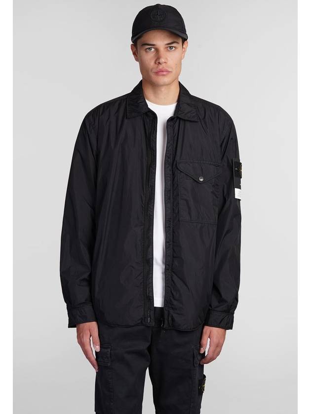 Logo Patch Zip Up Jacket Black - STONE ISLAND - BALAAN 2