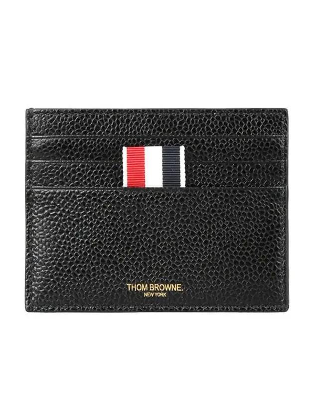 Pebble Grain Leather Stripe Note Compartment Card Wallet Black - THOM BROWNE - BALAAN 2