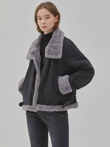 RYUL+WAI: Denim Mink ECCO-fur Jacket Black - RYUL+WAI: - BALAAN 1