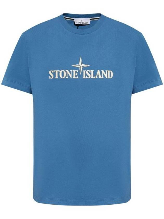 Stamp One Print Short Sleeve T-Shirt Blue - STONE ISLAND - BALAAN 1