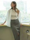 Muir matte cotton long H line skirt gray - LAMARO - BALAAN 2