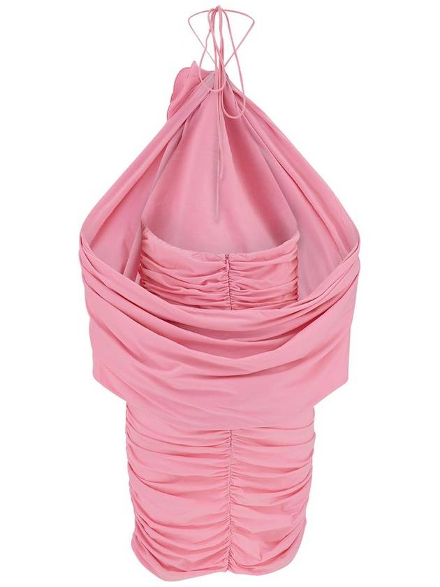 Mini Pink Dress With Cape And Rose Patch In Stretch Polyamide Woman - MAGDA BUTRYM - BALAAN 2