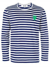 Men's Striped Logo Long Sleeve T-Shirt Blue - COMME DES GARCONS - BALAAN 2