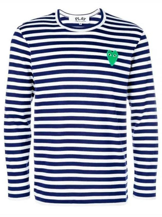 Men's Striped Logo Long Sleeve T-Shirt Blue - COMME DES GARCONS - BALAAN 2