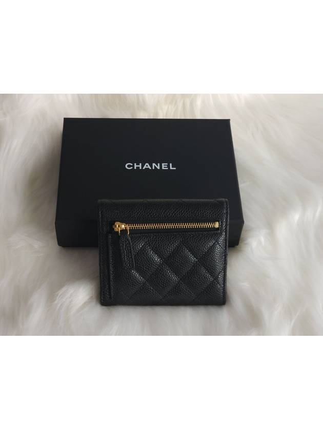 Small Classic Flap Wallet Grained Calfskin & Gold Black - CHANEL - BALAAN 4