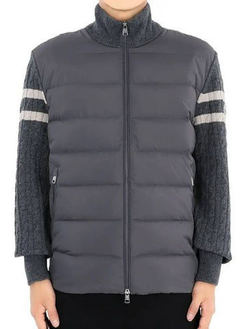 Men s Logo Patch Knit Mix Down Jacket Charcoal 9B00013 M1115 921 - MONCLER - BALAAN 1