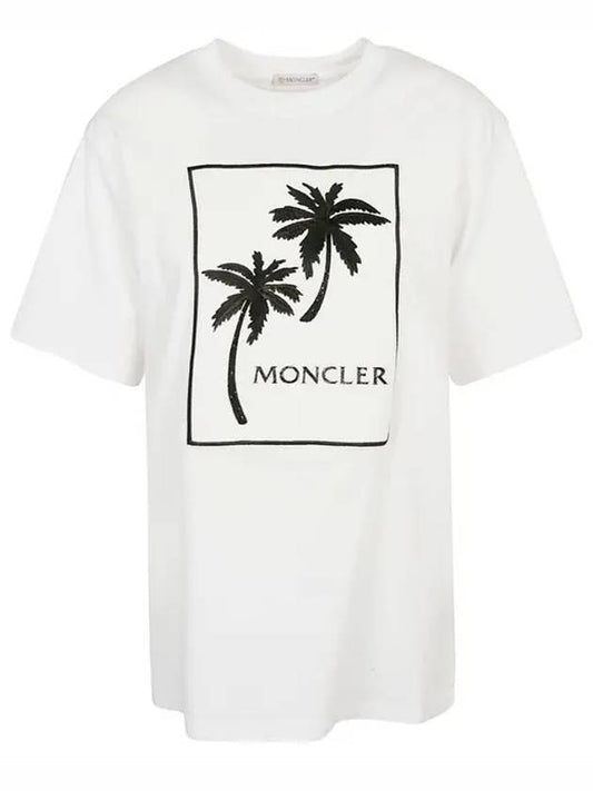 Palm Embroidery Short Sleeve T-Shirt - MONCLER - BALAAN.