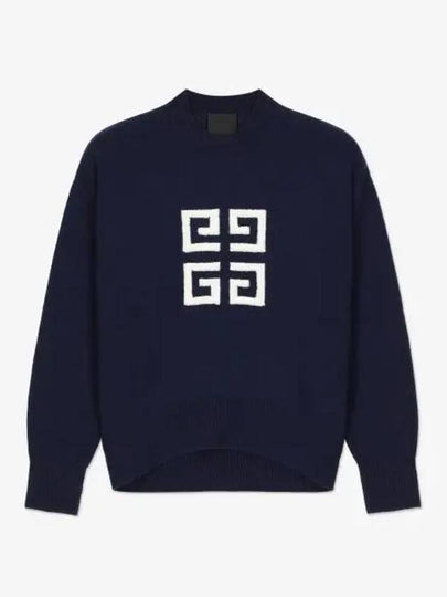 4G Logo Knit Navy White BW90QY4ZEQ411 - GIVENCHY - BALAAN 1