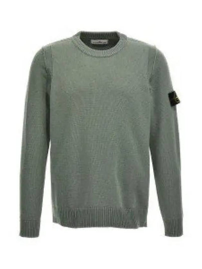 Logo Patch Crew Neck Wool Knit Top Grey - STONE ISLAND - BALAAN 2