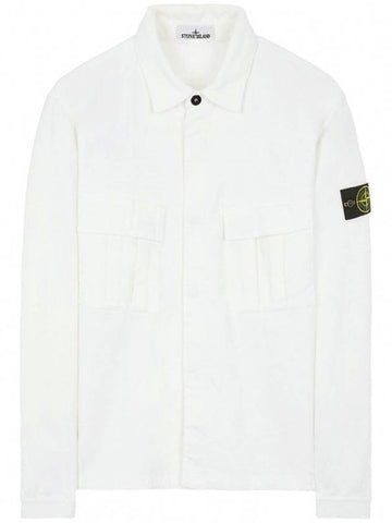 Wappen Patch Two Pocket Shirt Jacket White - STONE ISLAND - BALAAN 1