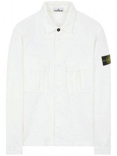 Wappen Patch Two Pocket Shirt Jacket White - STONE ISLAND - BALAAN 1