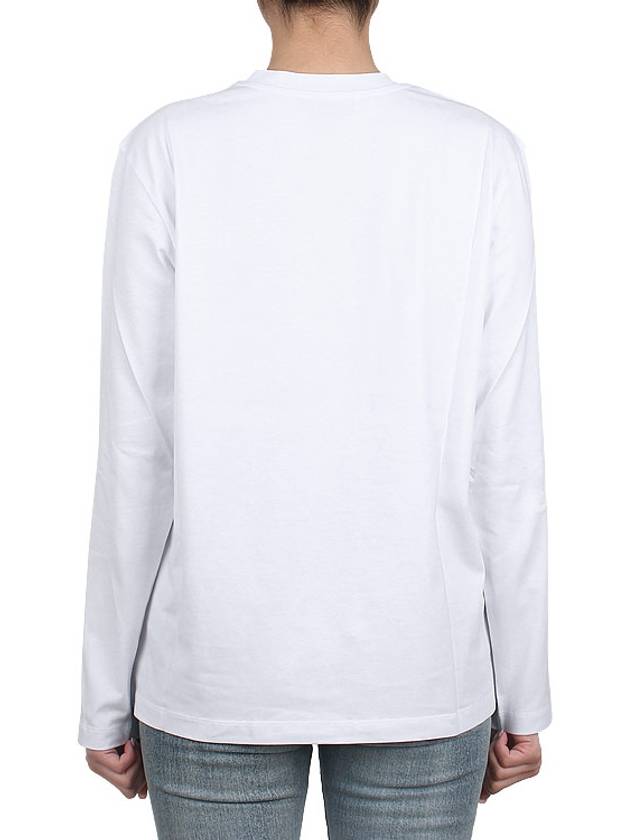 Milano Brushed Logo Cotton Long Sleeve T-Shirt White - MSGM - BALAAN 5