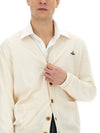 ORB Logo V-Neck Cardigan Cream - VIVIENNE WESTWOOD - BALAAN 5