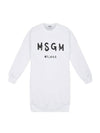 Milano Brushed Logo Print Long Sleeve Short Dress White - MSGM - BALAAN 1