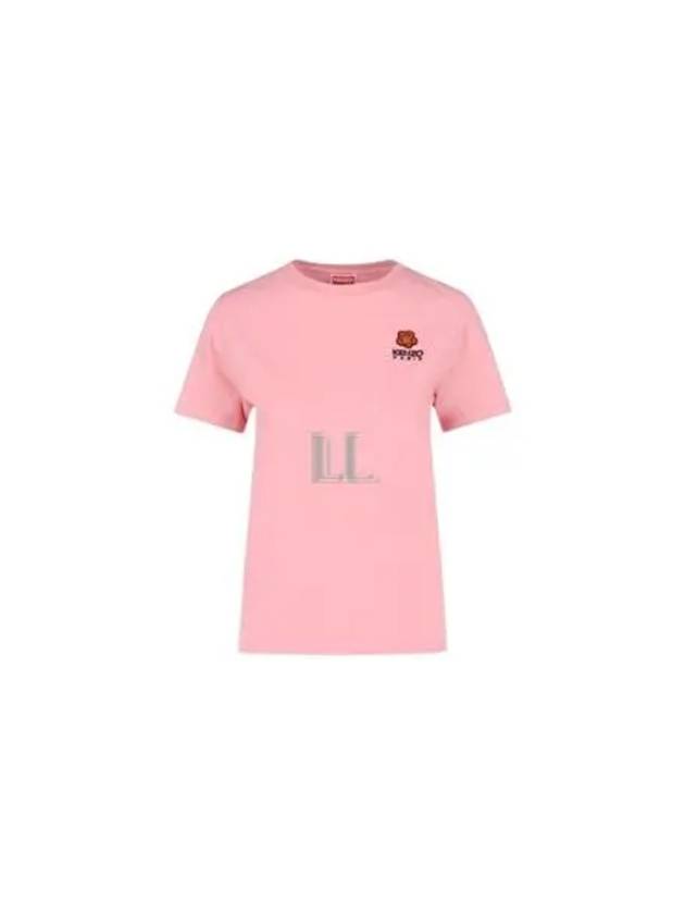 Boke Flower Logo Embroidery Short Sleeve T Shirt Pink - KENZO - BALAAN 2