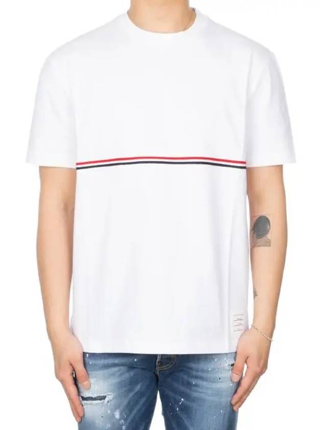 Midweight Jersey Short Sleeve T-Shirt White - THOM BROWNE - BALAAN 3