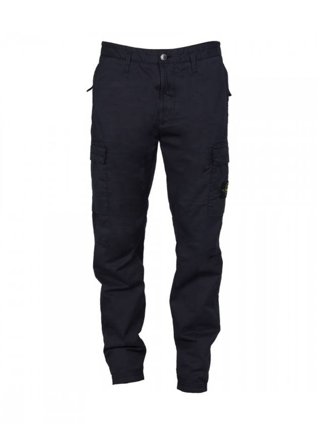 Stretch Cotton Twill Cargo Pants Navy - STONE ISLAND - BALAAN 1