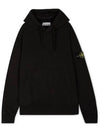 Logo Patch Cotton Fleece Hoodie Black - STONE ISLAND - BALAAN 4