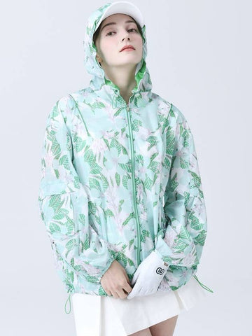 UV Protection Functional Material Floral Green Print Wind Jumper DO3242WB005 3 - DOYOUKNOWMC GOLF WEAR - BALAAN 1