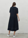 Sailor Stitch Pleated Long Dress Navy - MITTE - BALAAN 5