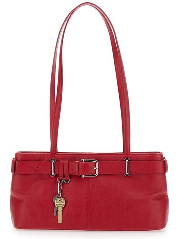 Red Shoulder Bag With Belt Detail And Pendant Keys In Leather Woman - OSOI - BALAAN 1