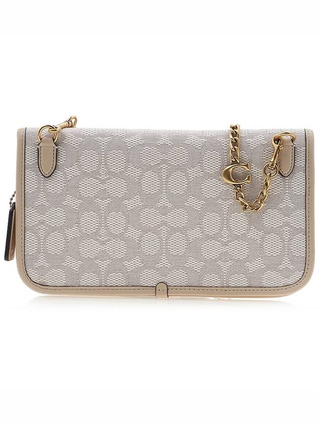 Signature Jacquard Foldover Cut Out Clutch Cross Bag Chalk Ivory - COACH - BALAAN 4