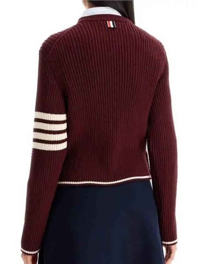 4 Bar Stripe Cable Knit Top Red - THOM BROWNE - BALAAN 4