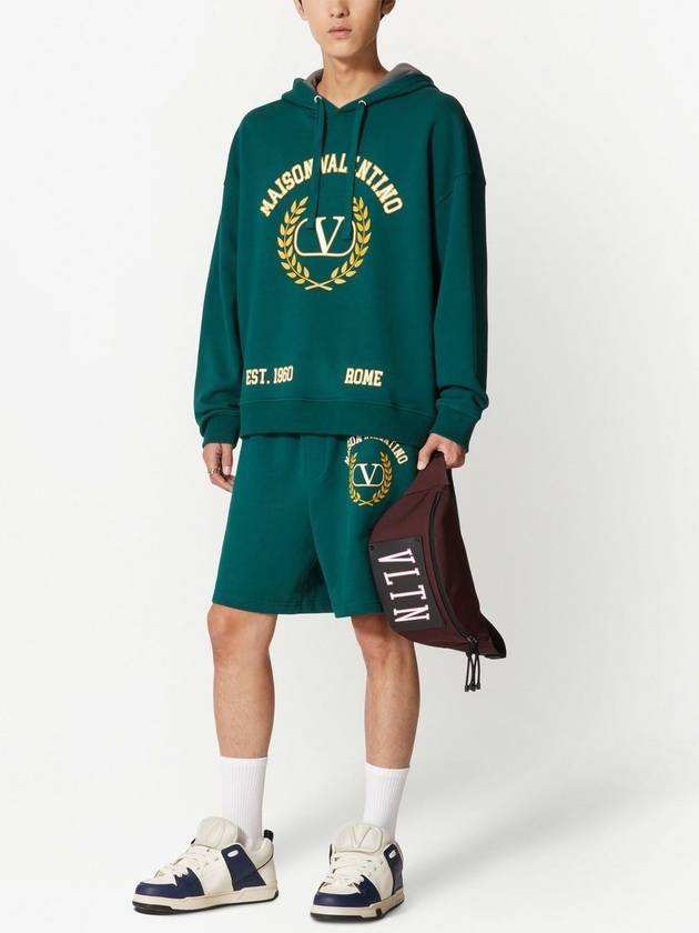 Logo Print Drawstring Hoodie Green - VALENTINO - BALAAN 3