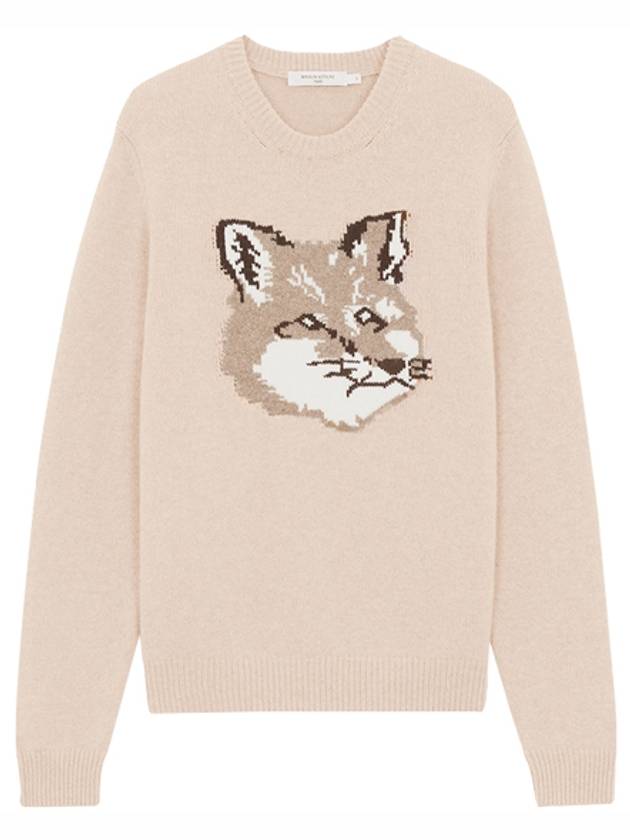 Men's Big Fox Head Classic Pullover Knit Top Beige - MAISON KITSUNE - BALAAN 2