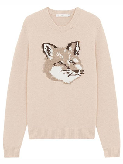 Men's Big Fox Head Classic Pullover Knit Top Beige - MAISON KITSUNE - BALAAN 2