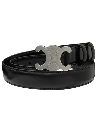 Triomphe Taurillon Medium Leather Belt Black - CELINE - BALAAN 2