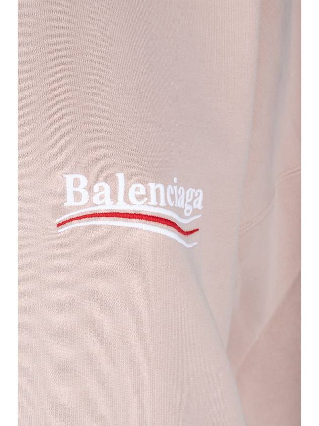 Embroidered Logo Cotton Hoodie Light Pink - BALENCIAGA - BALAAN 4