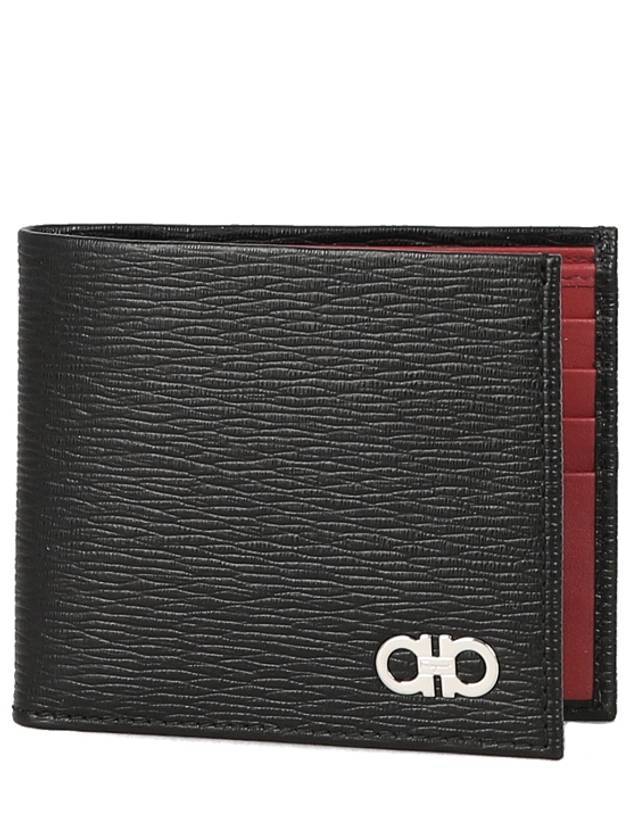 Gancini Half Wallet Black - SALVATORE FERRAGAMO - BALAAN 1