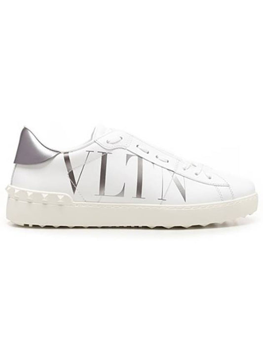 Men's VLTN Logo Open Silver Tab Low Top Sneakers White - VALENTINO - BALAAN.