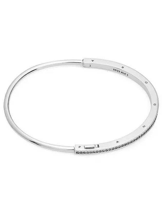 Signature ID Pave Bangle Bracelet Silver - PANDORA - BALAAN 2