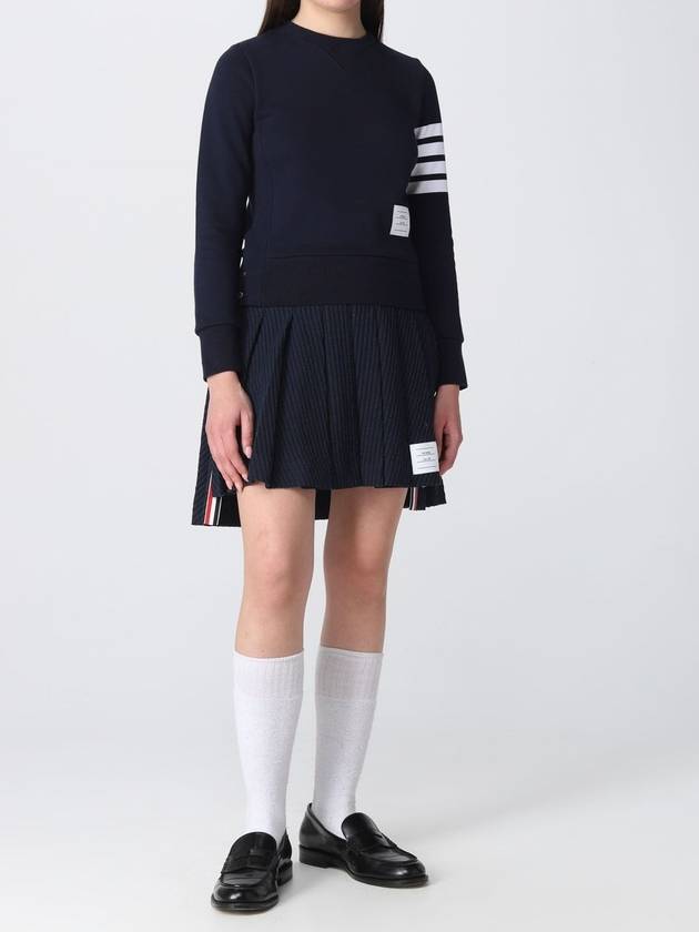 Engineered 4 Bar Stripe Loopback Jersey Knit Crewneck Sweatshirt Navy - THOM BROWNE - BALAAN 6