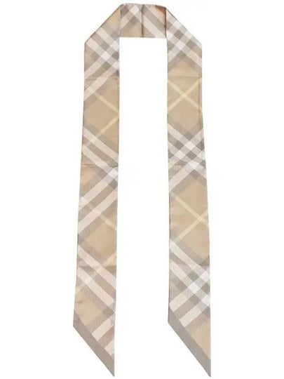 Skinny Check Silk Scarf Flax - BURBERRY - BALAAN 2